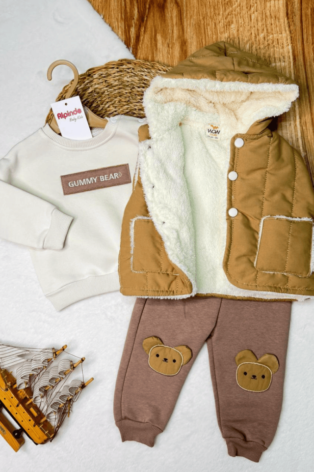 İçi Welsoftlu Yelekli İçi Şardonlu 3lü Takım 9/12/18 Ay