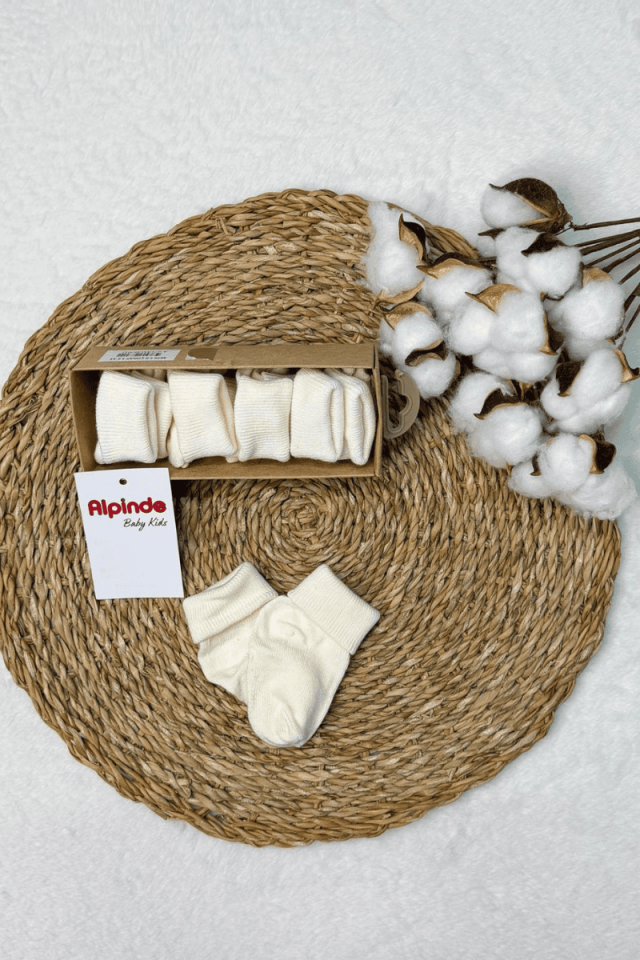 Düz Pamuk 5 li Yenidoğan Bebek Soket Çorabı 0-6  Ay