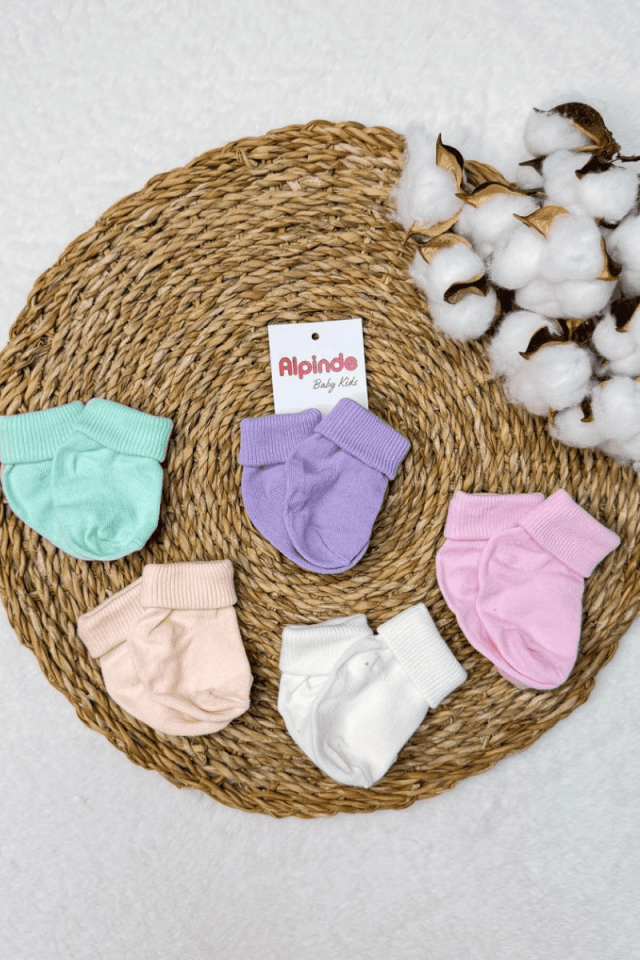 Düz Renkli Pamuk 5 li Yenidoğan Bebek Soket Çorabı 0-6  Ay
