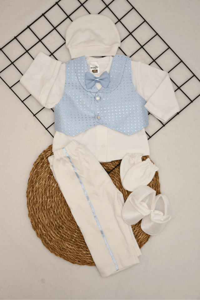 Erkek Bebek Yelekli Papyonlu Mevlüt Seti 0-3 Ay