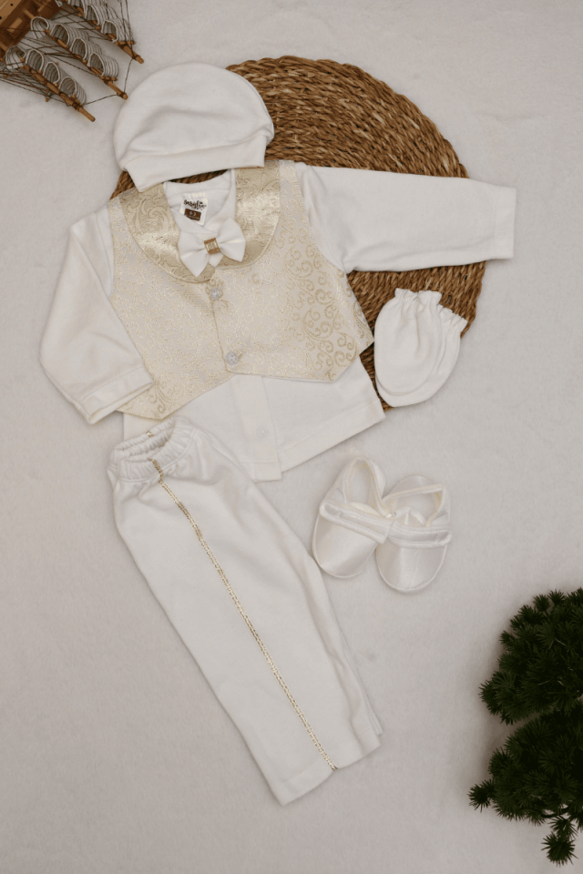 Erkek Bebek Yelekli Papyonlu Mevlüt Seti 0-3 Ay