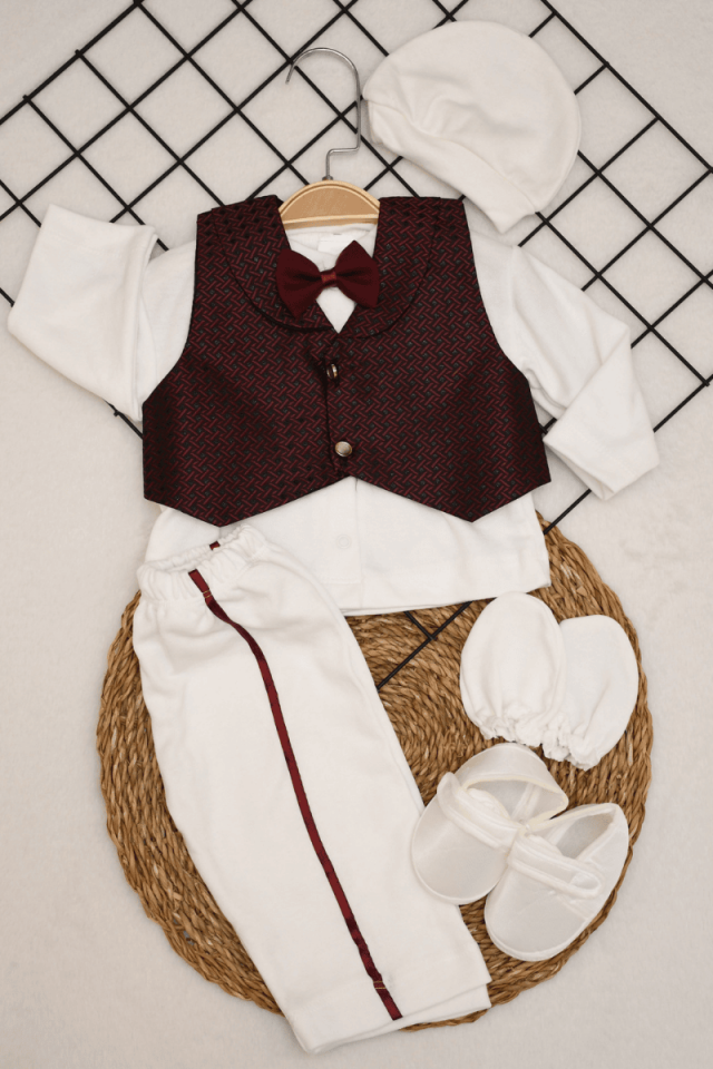 Erkek Bebek Yelekli Papyonlu Mevlüt Seti 0-3 Ay