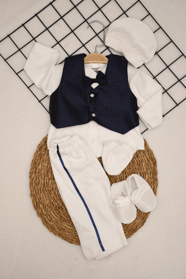 Erkek Bebek Yelekli Papyonlu Mevlüt Seti 0-3 Ay