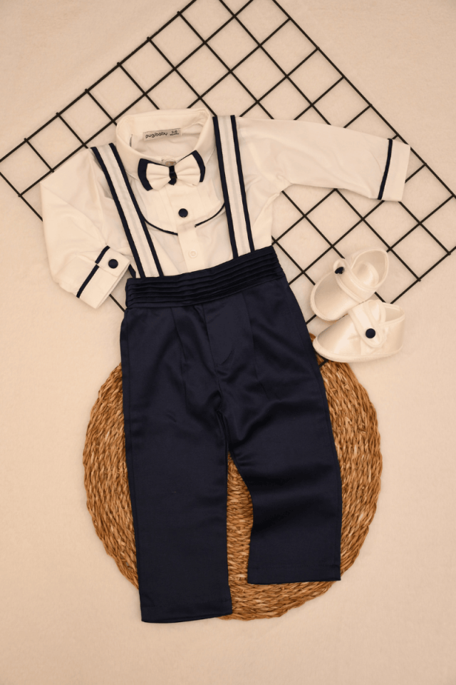 Erkek Bebek Lacivert Salopet Mevlüt Takımı 0-3 Ay