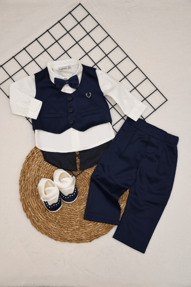 Klasik Yaka Erkek Bebek Mevlüt Takımı Lacivert 0-3 Ay