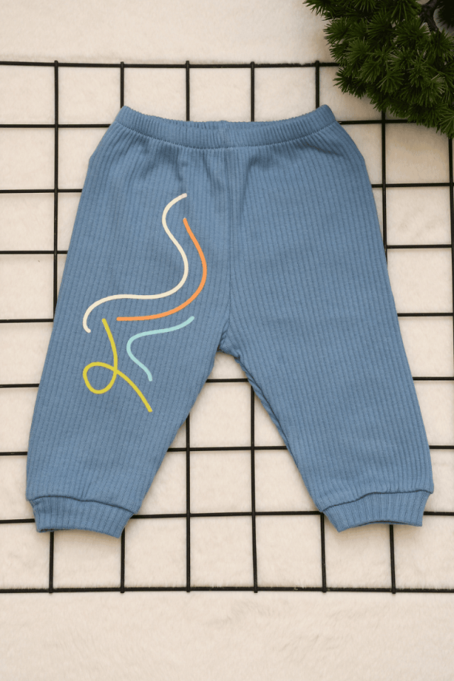 Different Way Dalga Baskı Detaylı 3'lü Erkek Bebek Tek Boy Tekalt 0-3/3-6 Ay