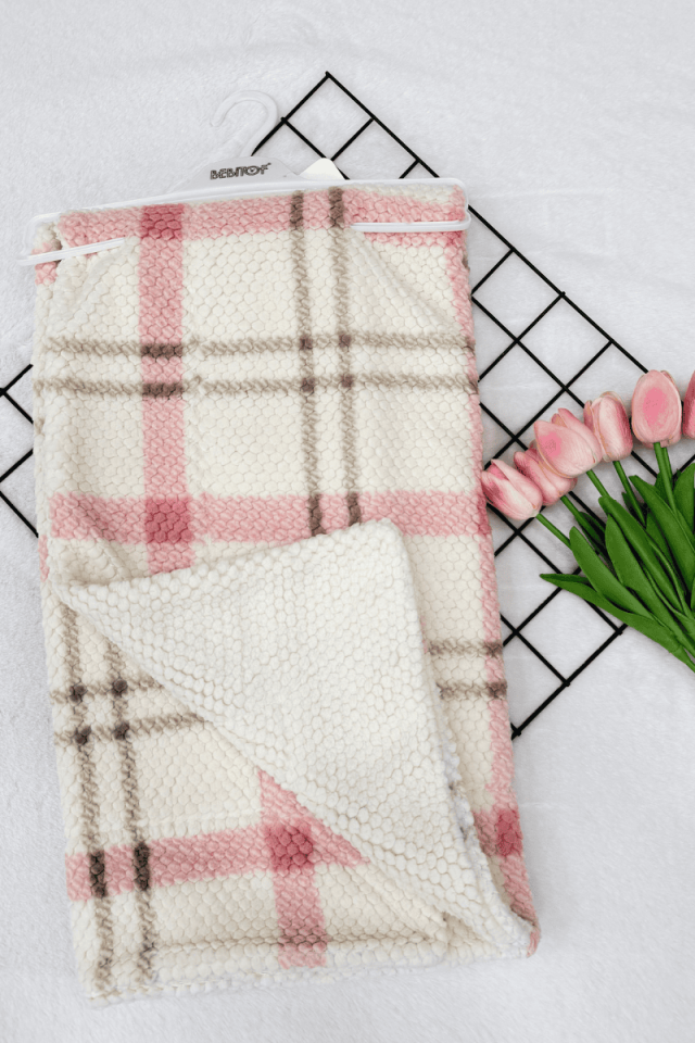 Ekose Desenli Welsoft Bebek Battaniyesi (90x100 Cm)