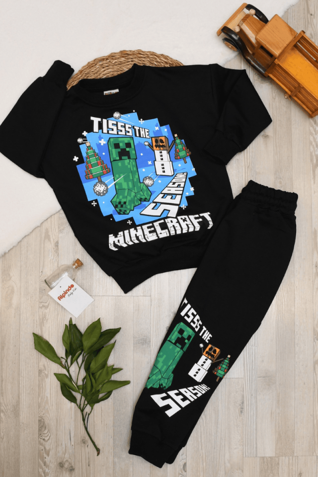 Minecraft Baskılı Erkek Takım 3-4/4-5/5-6/7-8/9-10 Yaş