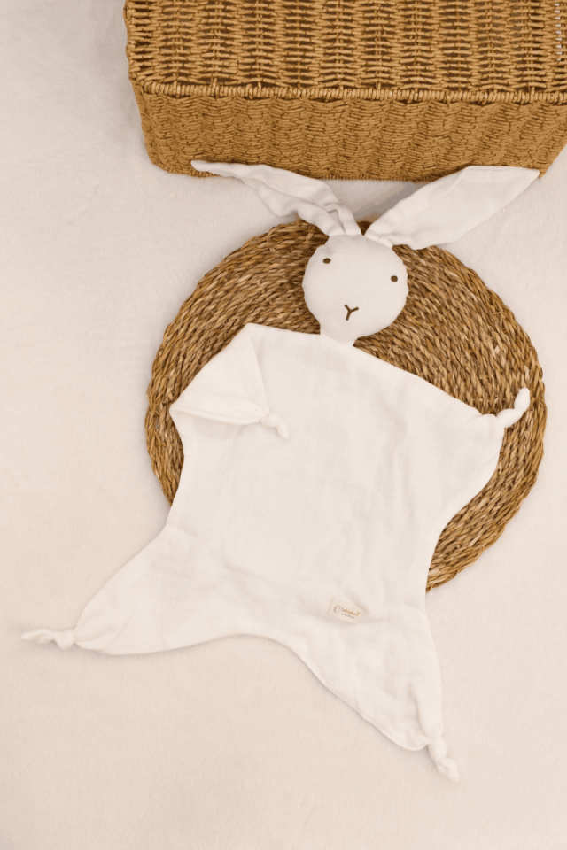Muslin Tavşan Uyku Arkadaşı %100 Pamuk Unisexs Beyaz