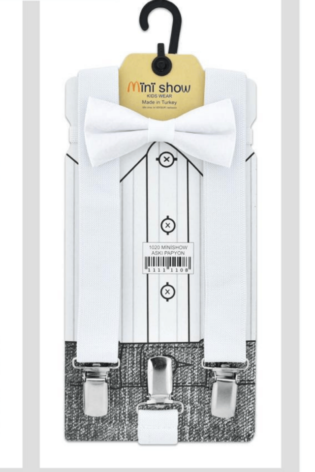 Ayarlanabilir 1-9 Yaş Kırmızı Çocuk Pantolon Askısı Ve Papyon Takımı